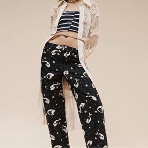 Zara Black Mermaid Pants with Cream Celestial Print